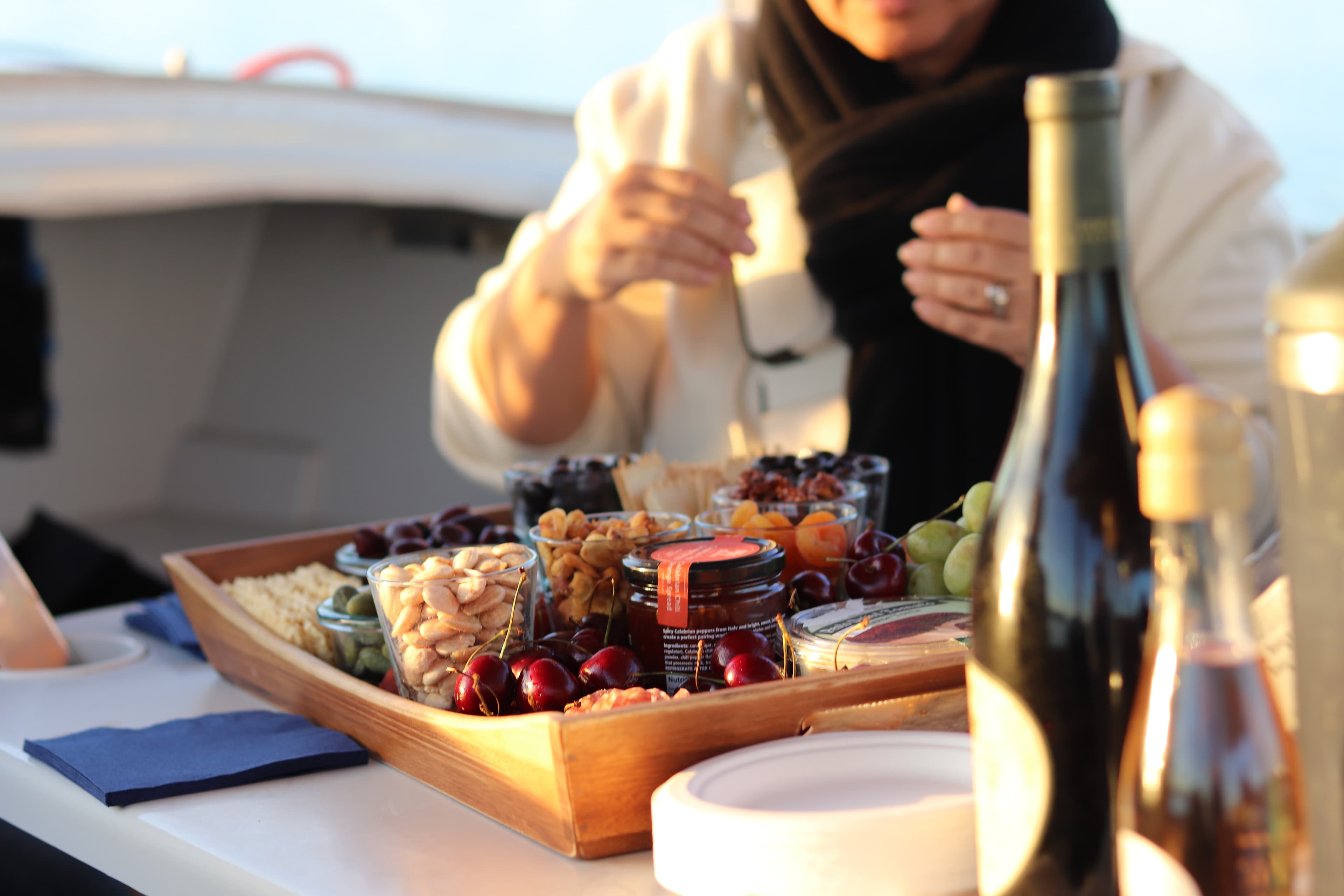 Champagne aboard Geronimo for a Valentine's Day cruise on the Potomac